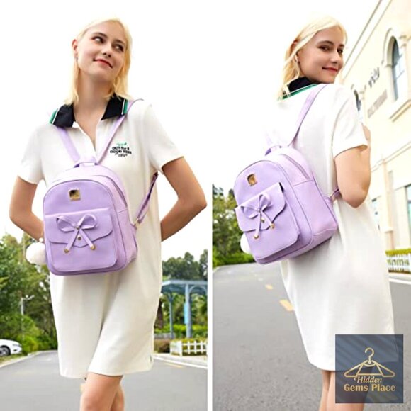 Mini Leather Backpack Set with Crossbody Bag and Purse, 3-Piece main image 7